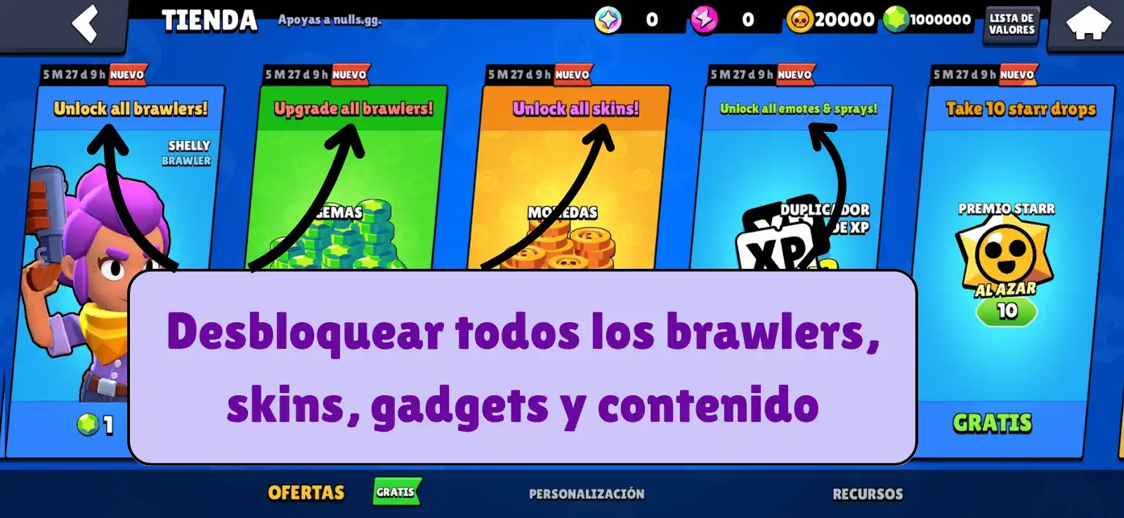 Nulls Brawl APK Desbloquea a todos los luchadores.